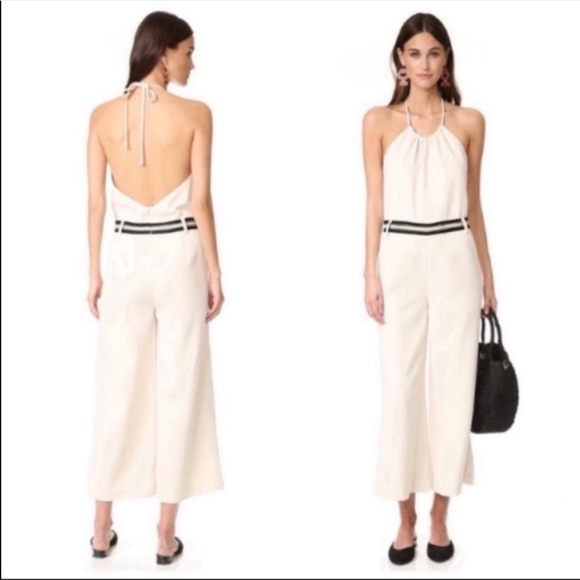 NWT-Anthropologie Sporty Chic Feminine Hepburn-Esque Wide Leg Low Back Jumpsuit - Picture 4 of 13